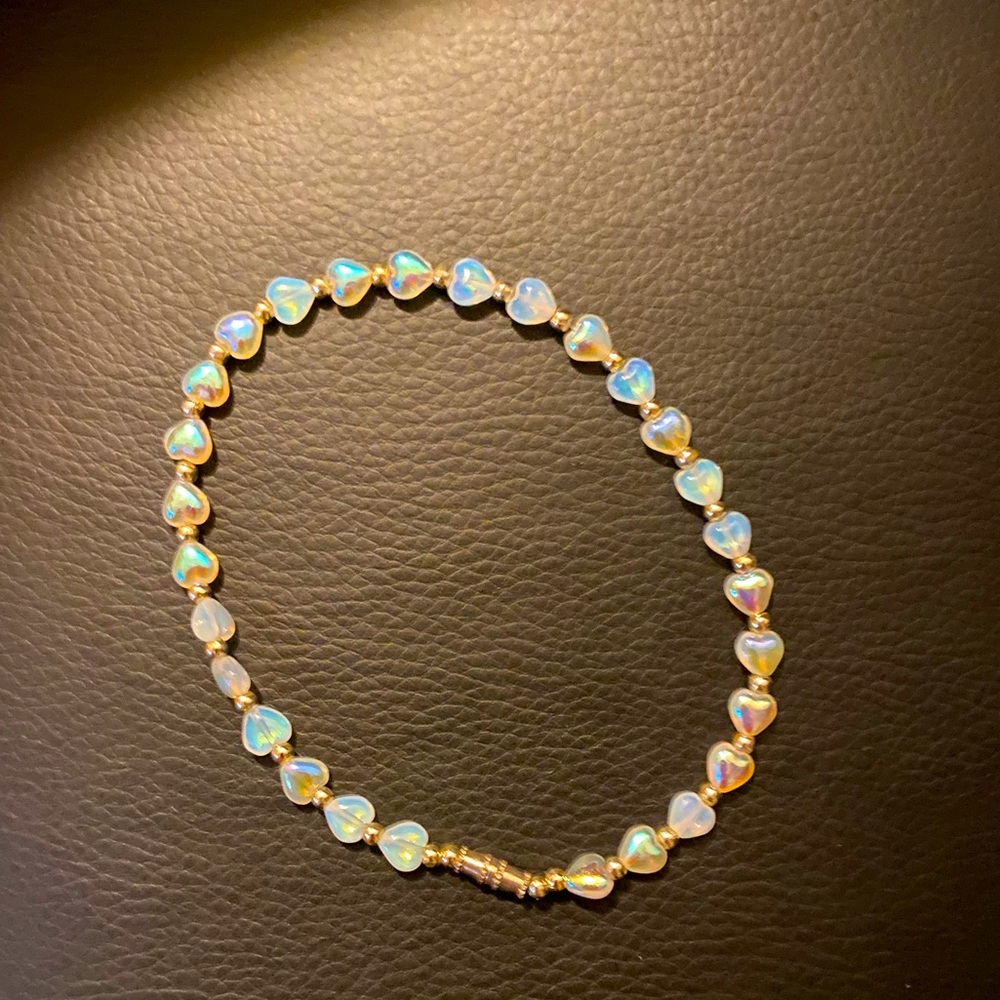 Heart stone ankle bracelet